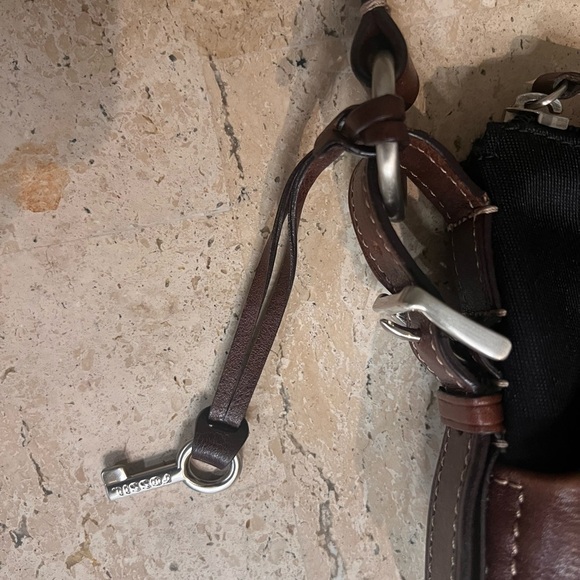 Fossil Black Fabric with Brown Leather Hobo Shoulder Bag Model 75082 - Picture 3 of 9